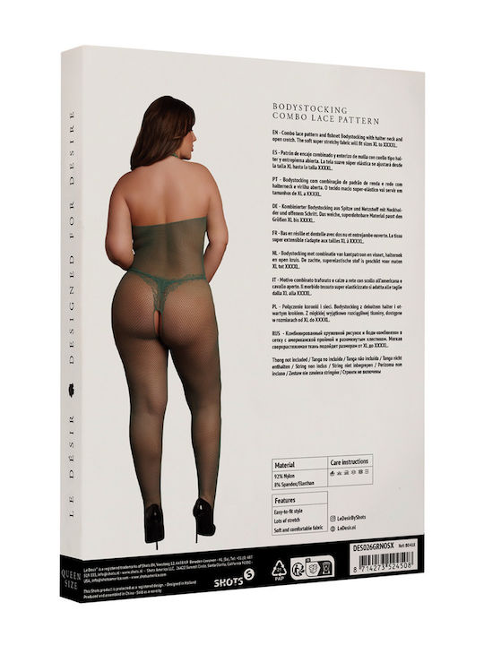 Διχτυωτό Bodystocking Δαντέλα Queen Size Xl-4xl Le Desir