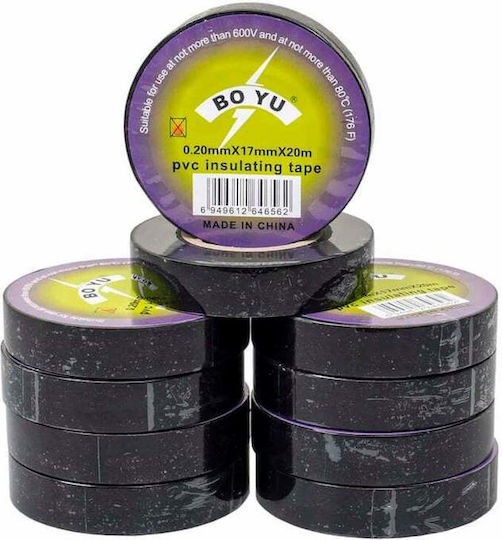 Set 10 Bucăți Bandă Izolatoare Electrică Neagră 0.2x1.7mm 20m Z-tools Zts 8267n_10