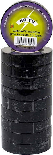 Set 10 Bucăți Bandă Izolatoare Electrică Neagră 0.2x1.7mm 20m Z-tools Zts 8267n_10