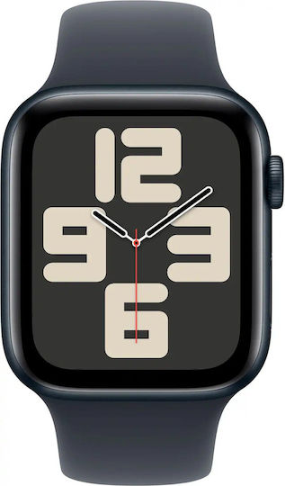 Apple Watch SE 2024 Cellular Aluminum 44mm Waterproof with eSIM and Heart Rate Monitor Midnight with Ink Sport Band M/L