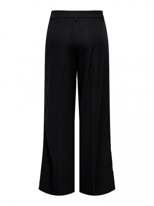 Breite Damen Stoffhose in Breiter Bein Stil Schwarz