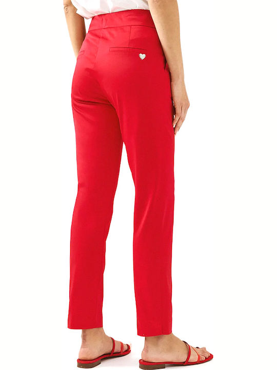 Access Women's High Rise Fabric Trousers in Slim Fit Red Access Women's High Rise Fabric Trousers in Slim Fit Red