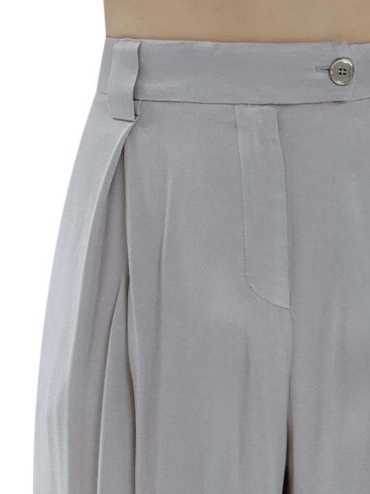 Women's Satin Pantaloons in Wide Leg Style Gray