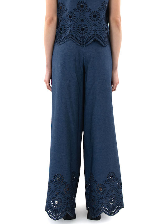 Moutaki Damen Baumwollhose Blau