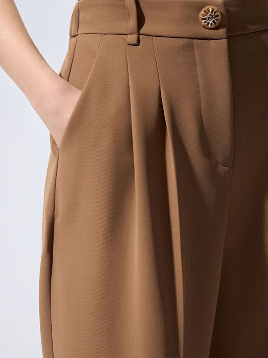 Damen Krepp Hose in Regulärer Passform Schokolade