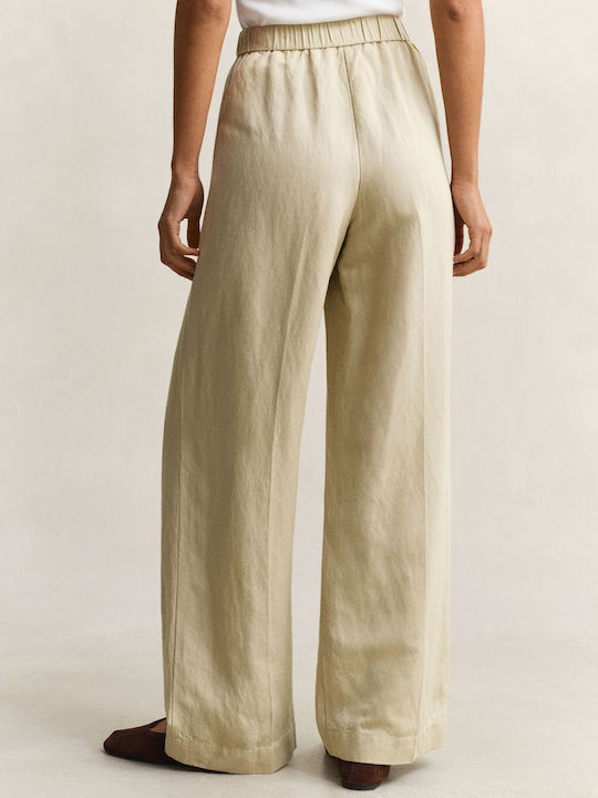 Damen Leinenhose in Lose Passform Beige