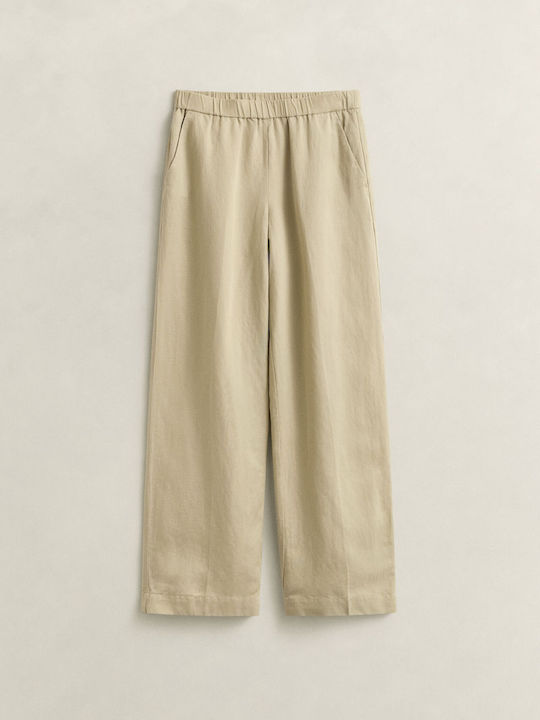 Damen Leinenhose in Lose Passform Beige