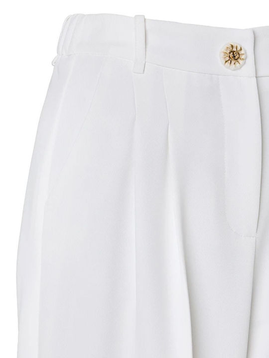 Pantaloni Dama Crep Croială Regular Alb