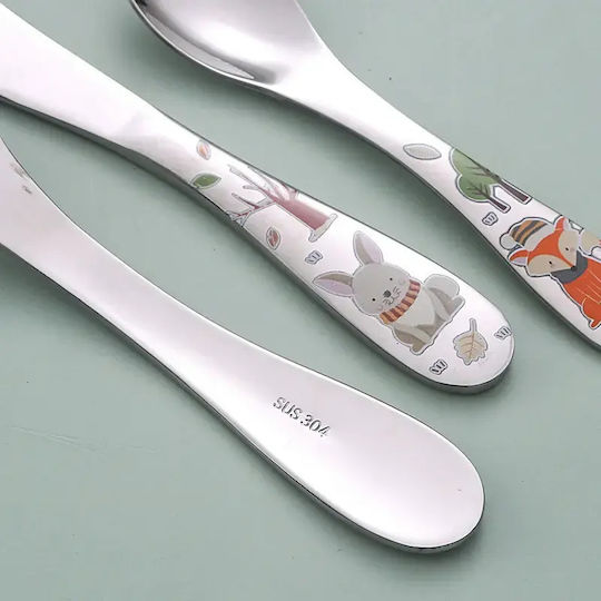 Pandaboo Set Baby Cutlery from Metal in Case Transparent 2 Pieces