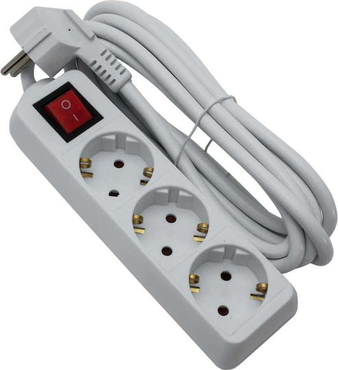 Power Strip 3 Sockets with Switch and 5m Cable