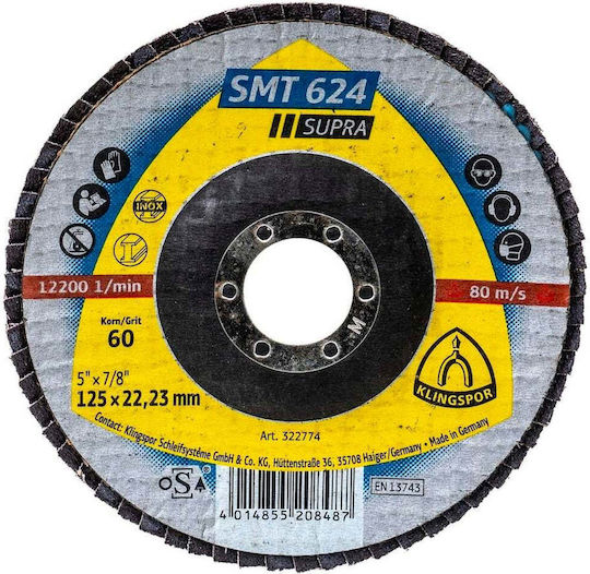 Klingspor Smt 624 Supra Disc Lamelar Frontal P60 125x22,23 Mm Ext 322774