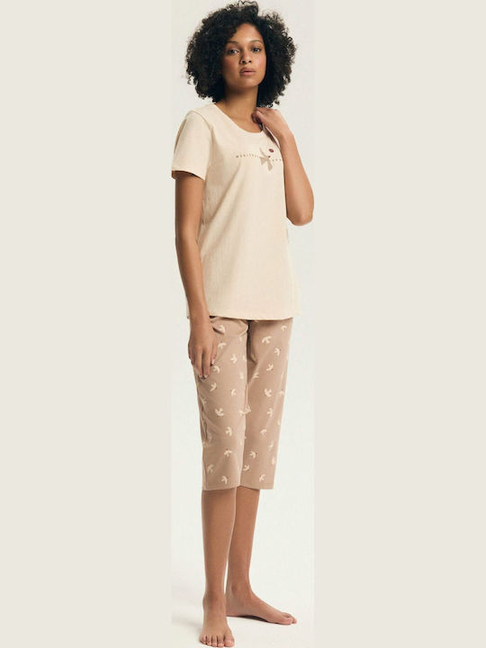 Henderson Henderson Sommer Damen-Schlafanzug Set Beige