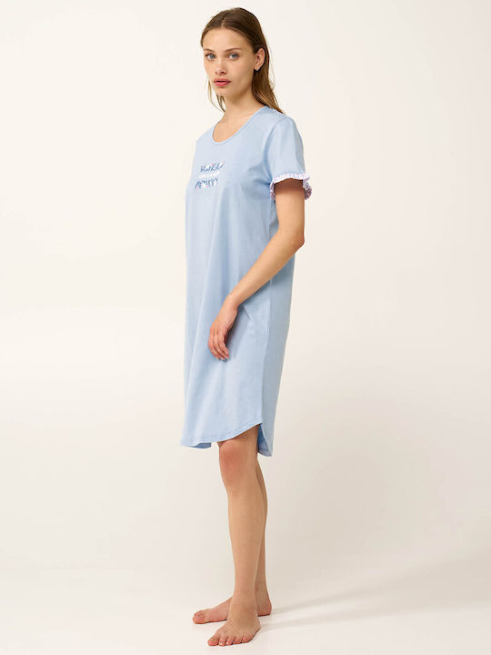Vamp Vamp Sommer Baumwollenes Damen Nachthemd Blau Kentucky