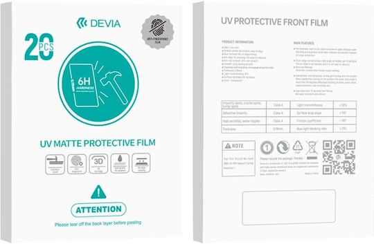 Devia Zest Uv Smartphone Films 0.19mm Matte Cutting Machine 20pcs 6h Smartphone Screens