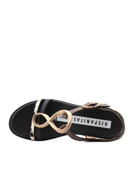 Leather Women's Flat Sandals Brown
