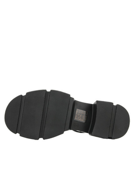 Leather Women's Flat Sandals Black