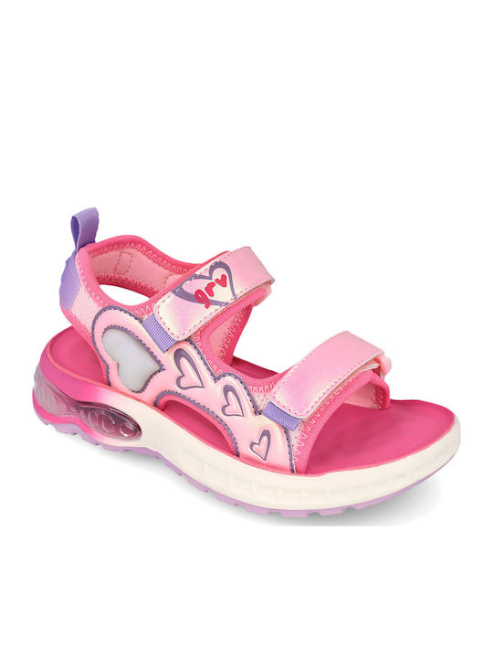 Kids' Anatomic Sandals with Hoop & Loop Closure & Lights Pink