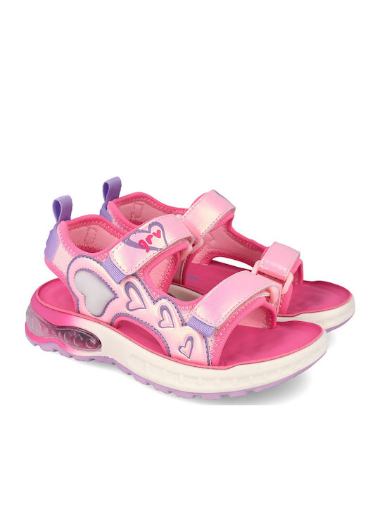 Kids' Anatomic Sandals with Hoop & Loop Closure & Lights Pink