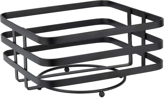 Set 6 Coșuri Pătrate Pentru Pâine Cu Suport Metalic Negru 19x19xh7cm Din Țesătură Împletită Culinaro