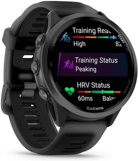 Garmin Forerunner 570 Алуминий 47мм Водоустойчив Смарт часовник с Пулсометър (Сив алуминий с полупрозрачна черна/черна каишка)
