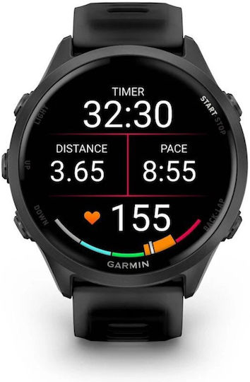 Garmin Forerunner 570 Алуминий 47мм Водоустойчив Смарт часовник с Пулсометър (Сив алуминий с полупрозрачна черна/черна каишка)