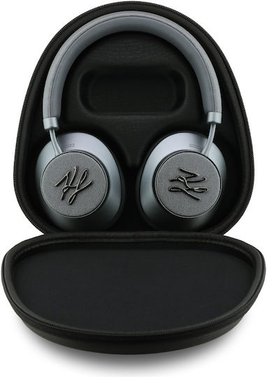 Karl Lagerfeld Grained Initials Wireless Bluetooth Over Ear Headphones with 30 Hours Playing Time Gray