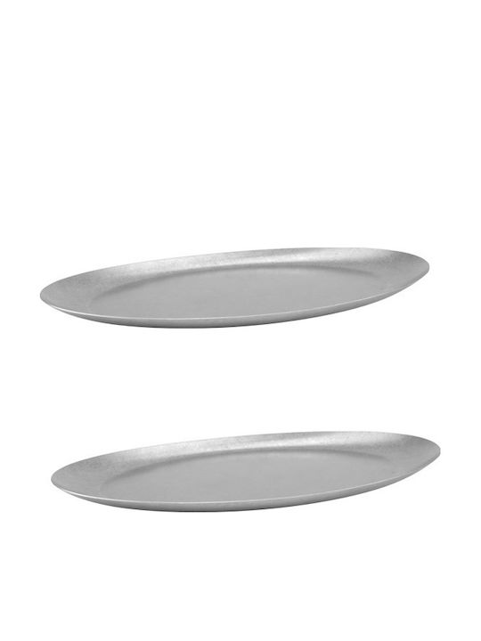 Raki Silver Oval Stainless Steel Gray Serving Platter 22x12cm