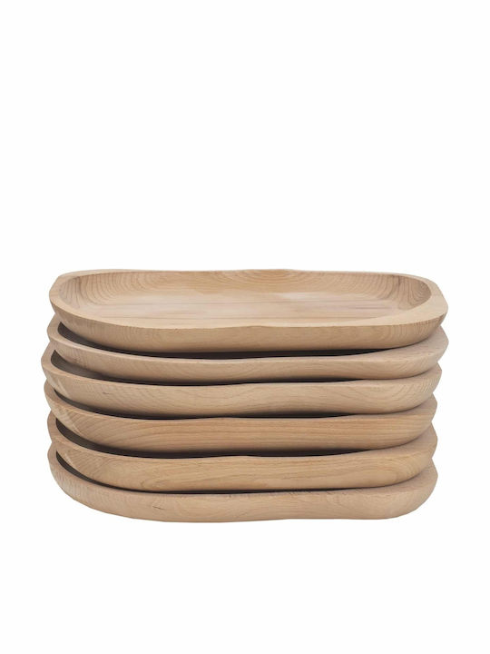 Piațelă De Servire Ovală Din Lemn Bej 30x24cm 6 Bucăți