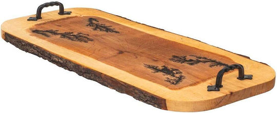 Tavă De Servire Din Lemn De Alder Mânere Din Fier Forjat 61x30cm Ext 10130