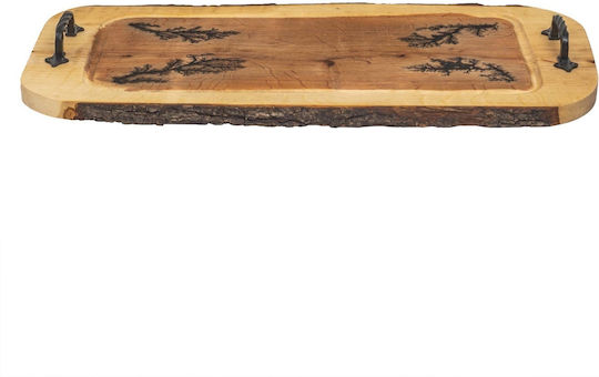 Tavă De Servire Din Lemn De Alder Mânere Din Fier Forjat 61x30cm Ext 10130