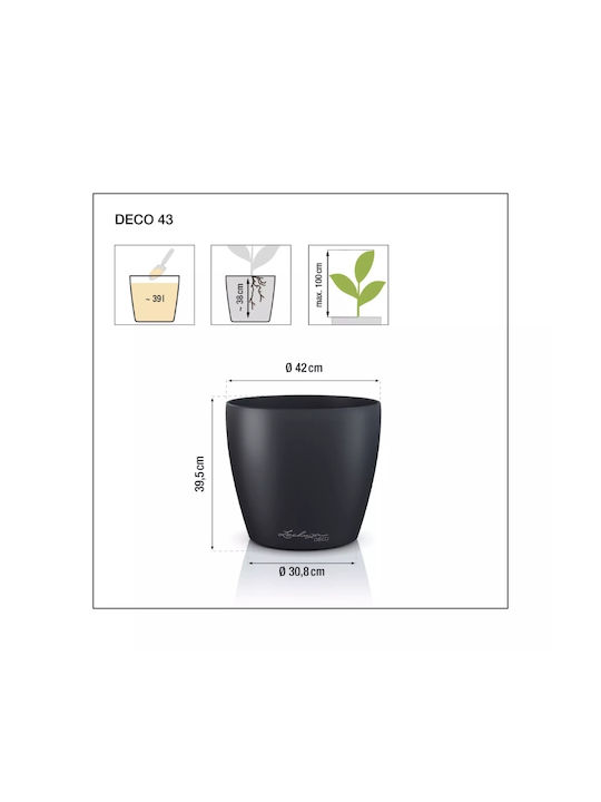 Lechuza Plastic Flower Pot Anthracite 42x42x40cm