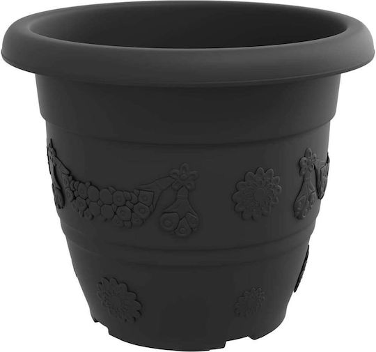 vidaXL Set of 6 Plastic Flower Pots Black 34x28cm