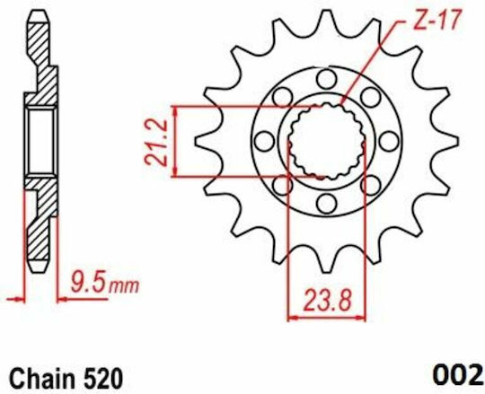 Moto-master Front Steel Sprocket 520 Raw 15 Teeth 61.002.11.15 Honda Crf 450 R 02-23