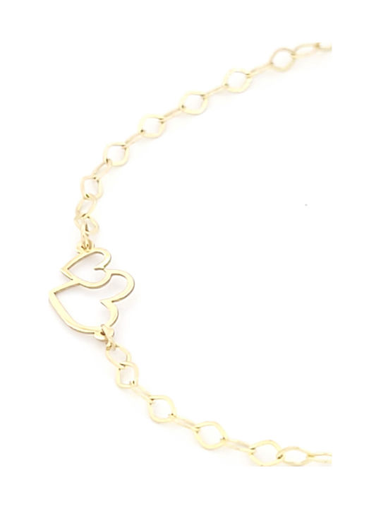 Kids Bracelet From 9K Gold With Heart & Butterfly
