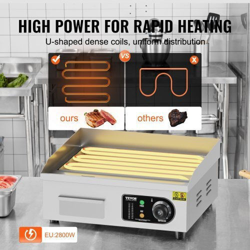 Vevor Ηλεκτρικό Πλατώ Ψησίματος 2.8kW με Λεία Πλάκα