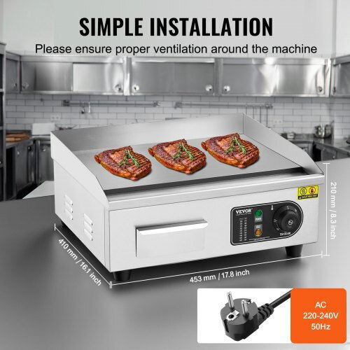 Vevor Ηλεκτρικό Πλατώ Ψησίματος 2.8kW με Λεία Πλάκα
