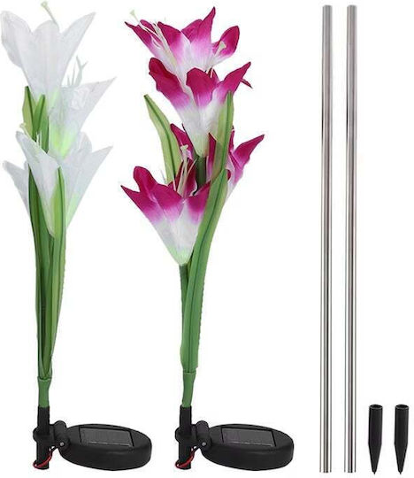 Led Соларна Градинска Лампа Лилия 30x10см Цветна Топла Светлина