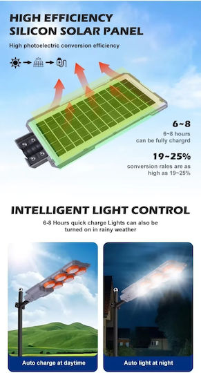 Издръжлива Led Соларна Улична Лампа Метална Скоба 600 W Автоматично Управление Ip65