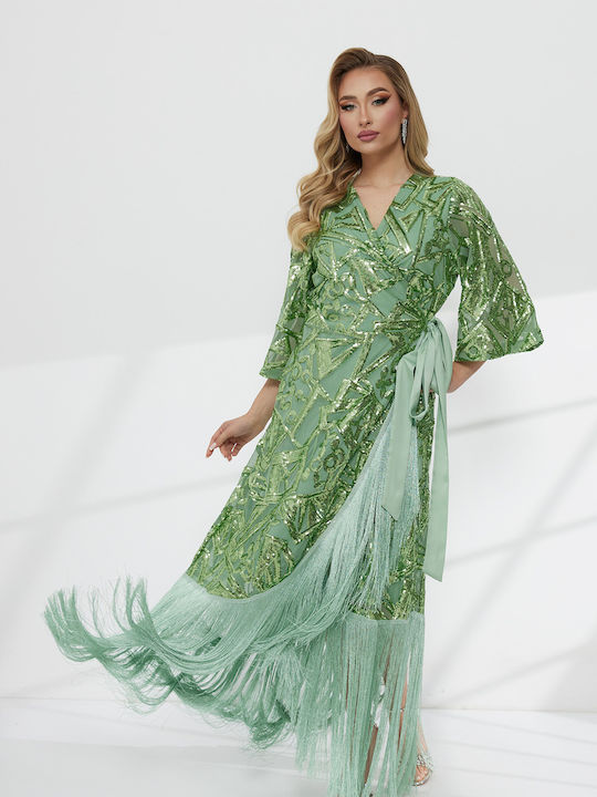 Maxi Dress for Wedding - Christening Green KM609 020