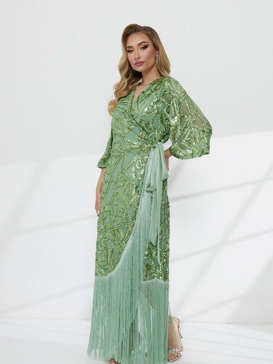 Maxi Dress for Wedding - Christening Green KM609 020
