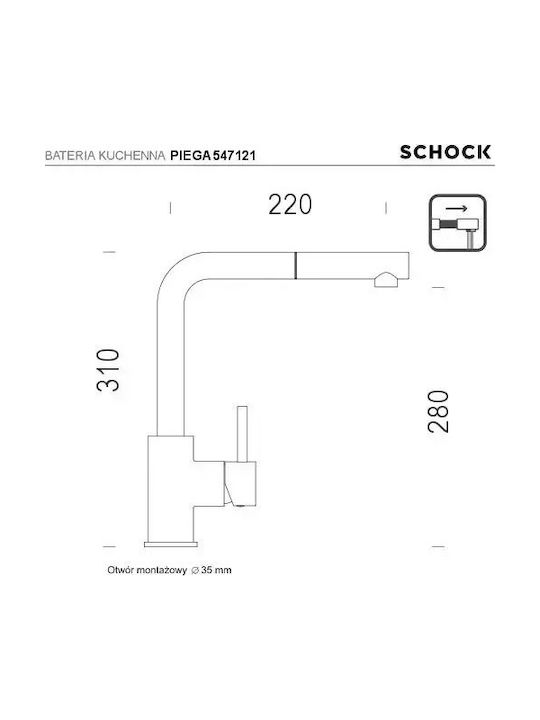 Schock Μπαταρία Κουζίνας Πάγκου με Ντουζ Ασημί Schock Μπαταρία Κουζίνας Πάγκου με Ντουζ Ασημί