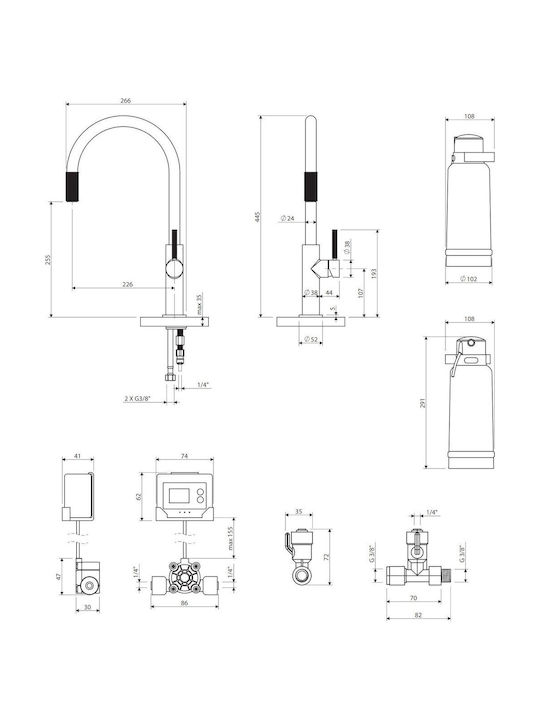 Omnires Kitchen Faucet Counter with Shower White Omnires Kitchen Faucet Counter with Shower White