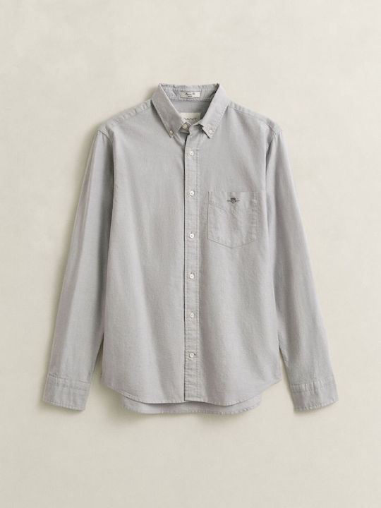 Long Sleeve Cotton Shirt in Regular Fit Gray