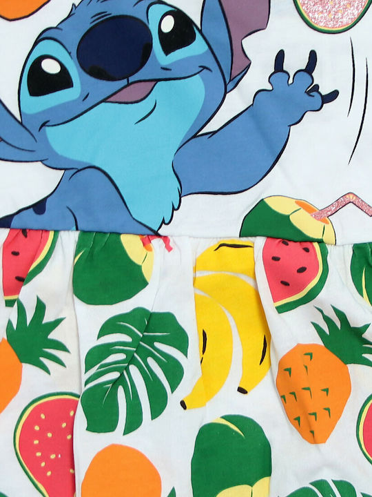 Lilo & Stitch Детска Рокля С Къс Ръкав Бяла