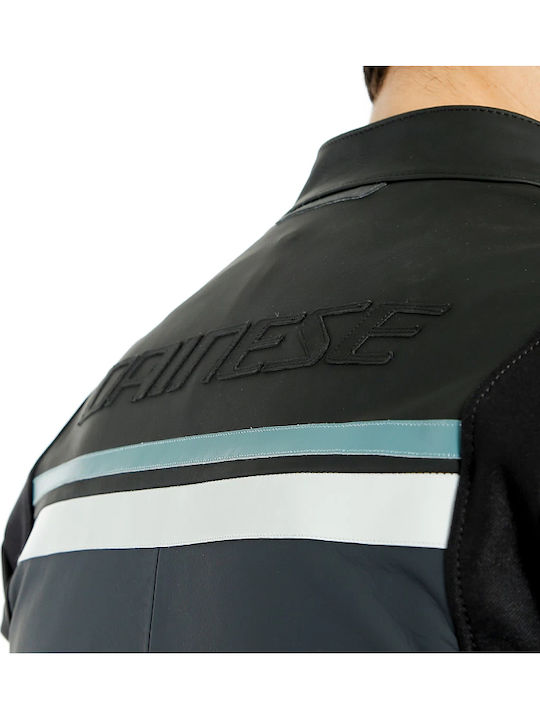 Dainese HF 3 Herren Leder Motorradjacke 4 Jahreszeiten Schwarz/Gletscher-Grau