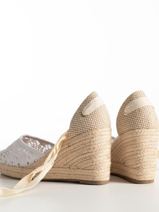 Espadrille Platform Lace Up Straps Women's Js-3302 White Synthetic Leather