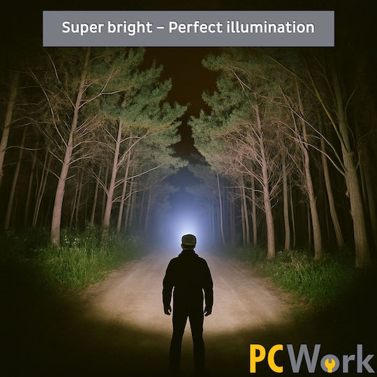 Pcwork Rechargeable LED Head Flashlight with Maximum Brightness 200lm