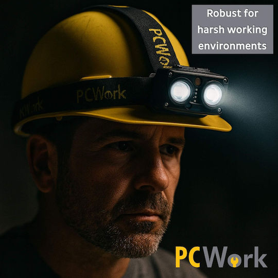 Pcwork Rechargeable LED Head Flashlight with Maximum Brightness 200lm