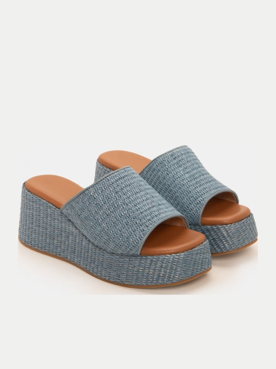 Sommer Damenplattformen in Stil Espadrilles Hellblaue