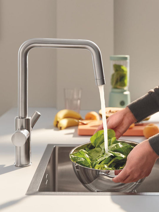 Grohe Pure Eurosmart Μπαταρία Κουζίνας Πάγκου Ασημί